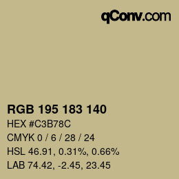 Código de color: RGB 195 183 140 | qconv.com