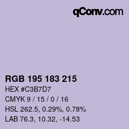 颜色代码: RGB 195 183 215 | qconv.com