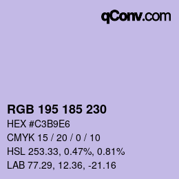 カラーコード: RGB 195 185 230 | qconv.com