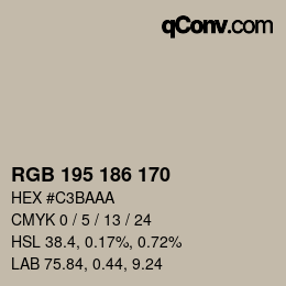 Código de color: RGB 195 186 170 | qconv.com