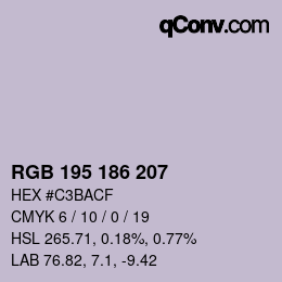Color code: RGB 195 186 207 | qconv.com