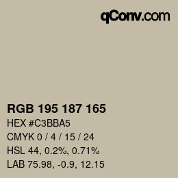 カラーコード: RGB 195 187 165 | qconv.com