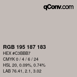 颜色代码: RGB 195 187 183 | qconv.com