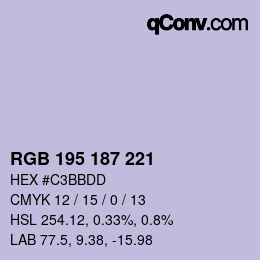 颜色代码: RGB 195 187 221 | qconv.com