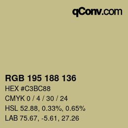 Color code: RGB 195 188 136 | qconv.com