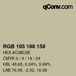 颜色代码: RGB 195 188 158 | qconv.com