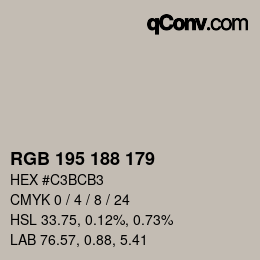 颜色代码: RGB 195 188 179 | qconv.com
