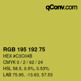 Código de color: RGB 195 192 75 | qconv.com