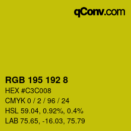 カラーコード: RGB 195 192 8 | qconv.com