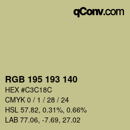 カラーコード: RGB 195 193 140 | qconv.com