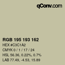 カラーコード: RGB 195 193 162 | qconv.com