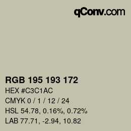 Color code: RGB 195 193 172 | qconv.com