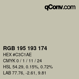 カラーコード: RGB 195 193 174 | qconv.com