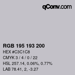 Color code: RGB 195 193 200 | qconv.com