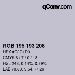 カラーコード: RGB 195 193 208 | qconv.com
