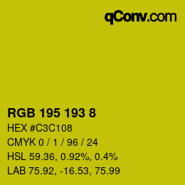 カラーコード: RGB 195 193 8 | qconv.com