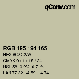 カラーコード: RGB 195 194 165 | qconv.com