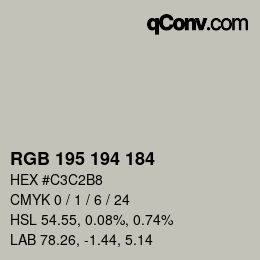 颜色代码: RGB 195 194 184 | qconv.com