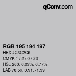 Color code: RGB 195 194 197 | qconv.com