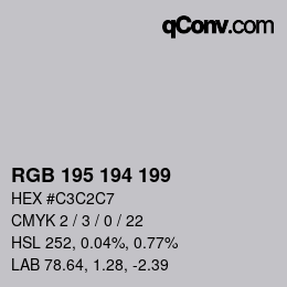 Farbcode: RGB 195 194 199 | qconv.com