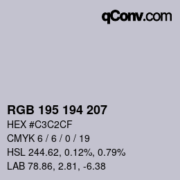 Color code: RGB 195 194 207 | qconv.com