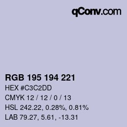 カラーコード: RGB 195 194 221 | qconv.com