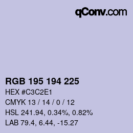 Color code: RGB 195 194 225 | qconv.com