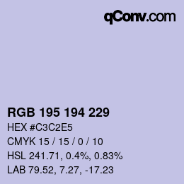 Color code: RGB 195 194 229 | qconv.com