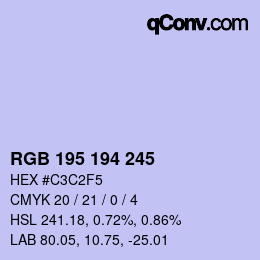 Farbcode: RGB 195 194 245 | qconv.com