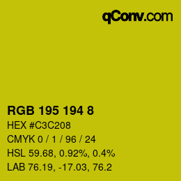 カラーコード: RGB 195 194 8 | qconv.com