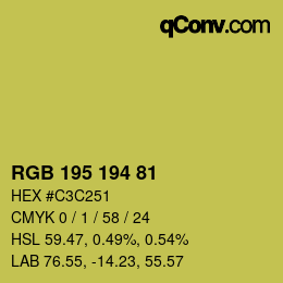 颜色代码: RGB 195 194 81 | qconv.com