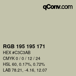 Color code: RGB 195 195 171 | qconv.com