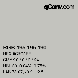 カラーコード: RGB 195 195 190 | qconv.com
