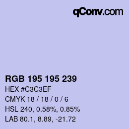 颜色代码: RGB 195 195 239 | qconv.com