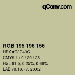 Farbcode: RGB 195 196 156 | qconv.com