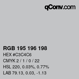 Farbcode: RGB 195 196 198 | qconv.com