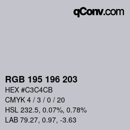 颜色代码: RGB 195 196 203 | qconv.com