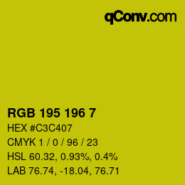 颜色代码: RGB 195 196 7 | qconv.com
