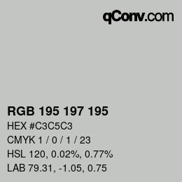 カラーコード: RGB 195 197 195 | qconv.com