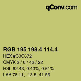 カラーコード: RGB 195 198.4 114.4 | qconv.com
