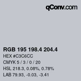 カラーコード: RGB 195 198.4 204.4 | qconv.com