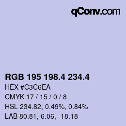 カラーコード: RGB 195 198.4 234.4 | qconv.com