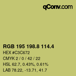 カラーコード: RGB 195 198.8 114.4 | qconv.com