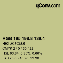 カラーコード: RGB 195 198.8 139.4 | qconv.com