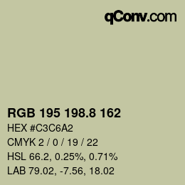 カラーコード: RGB 195 198.8 162 | qconv.com