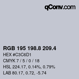 カラーコード: RGB 195 198.8 209.4 | qconv.com