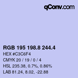 カラーコード: RGB 195 198.8 244.4 | qconv.com