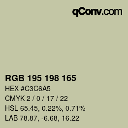 Color code: RGB 195 198 165 | qconv.com