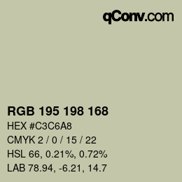 Color code: RGB 195 198 168 | qconv.com