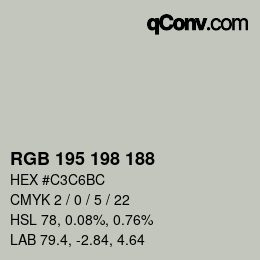 Color code: RGB 195 198 188 | qconv.com